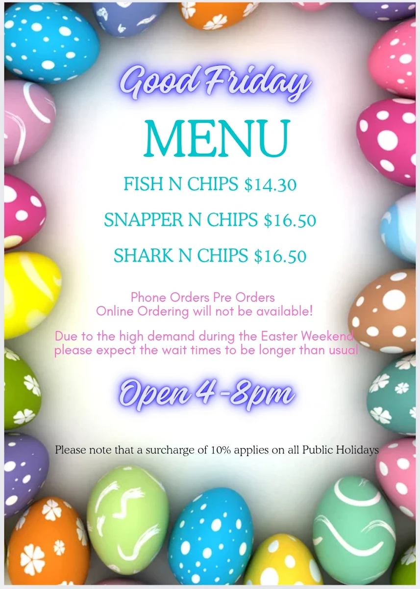 Menu, Off the Hook Fish N Chips