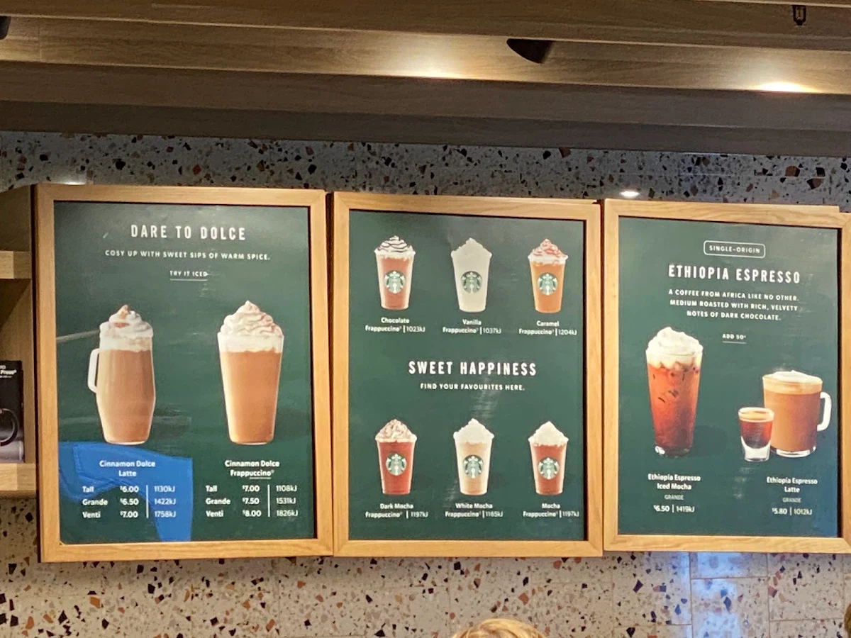 Menu, Starbucks Castle Towers