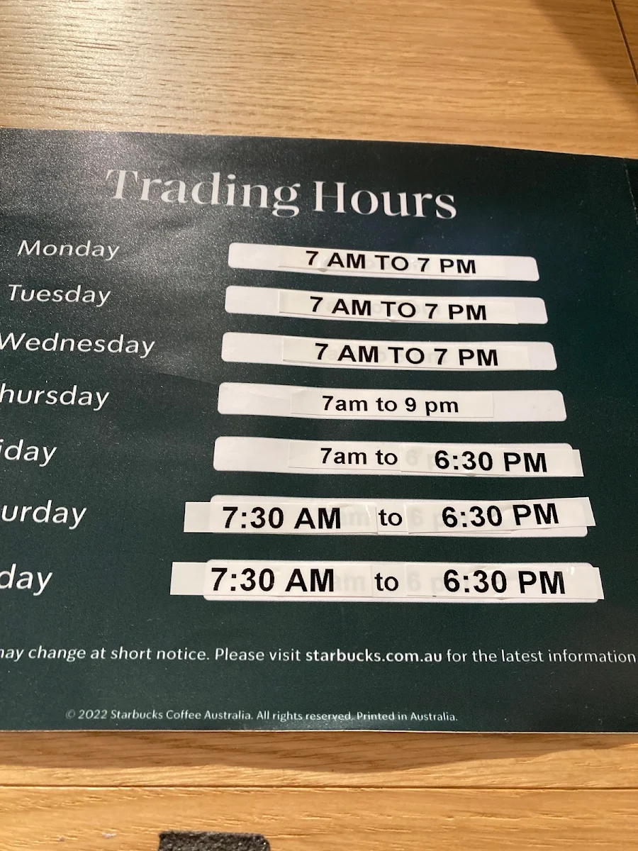 Menu, Starbucks Castle Towers