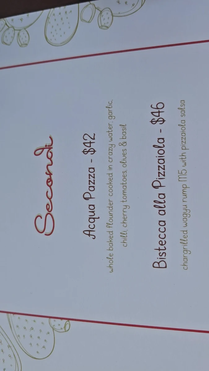 Menu, Bar Taralli