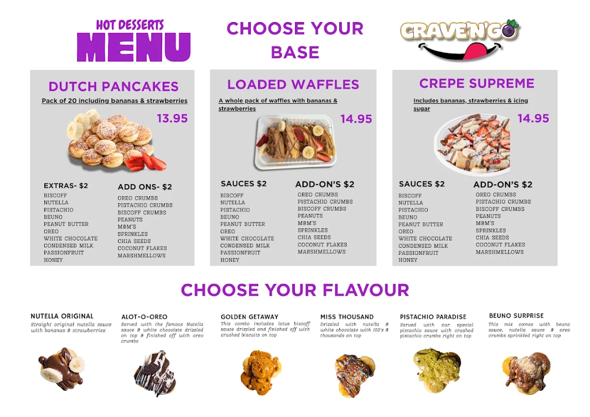 Menu, Crave N Go Caroline Springs