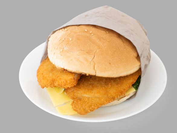 Chicken Schnitzel Burger with the Lot - Mayonaise