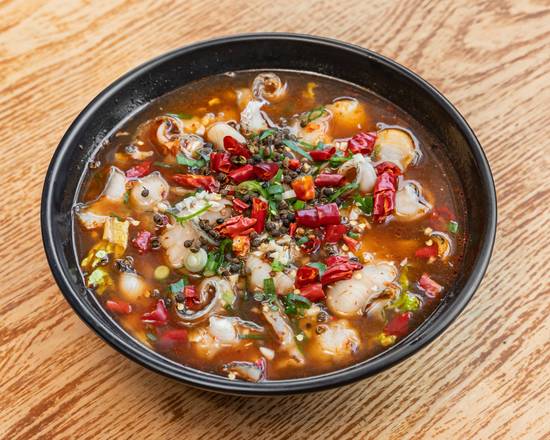 Sliced fish in chili oil with rice