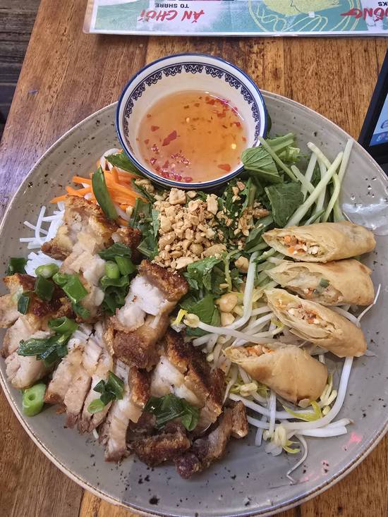 Vermicelli Crispy Pork and Spring Rolls