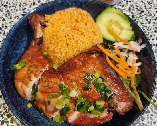 Crispy Chicken on Tomato Fried Rice