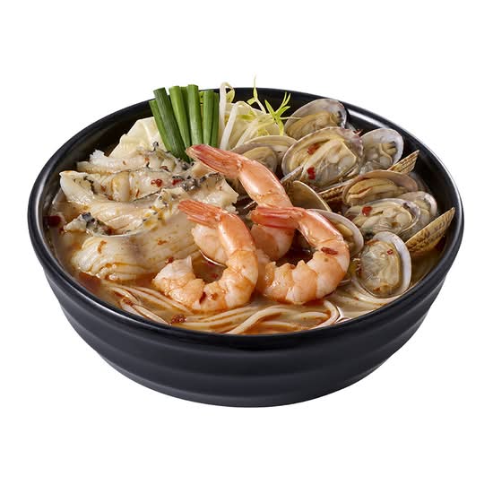 O.Mixan with Fish Fillets, Pipis & Prawns Tail On in Chongqing Inspired Sour & Spicy Soup (I)