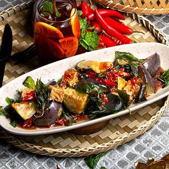 Deep Fried Eggplant Stir Fry