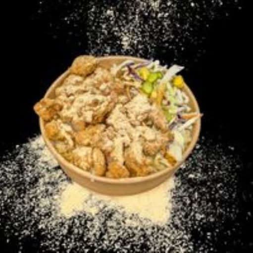 Snow Cheese Fried Chicken Rice with Salad