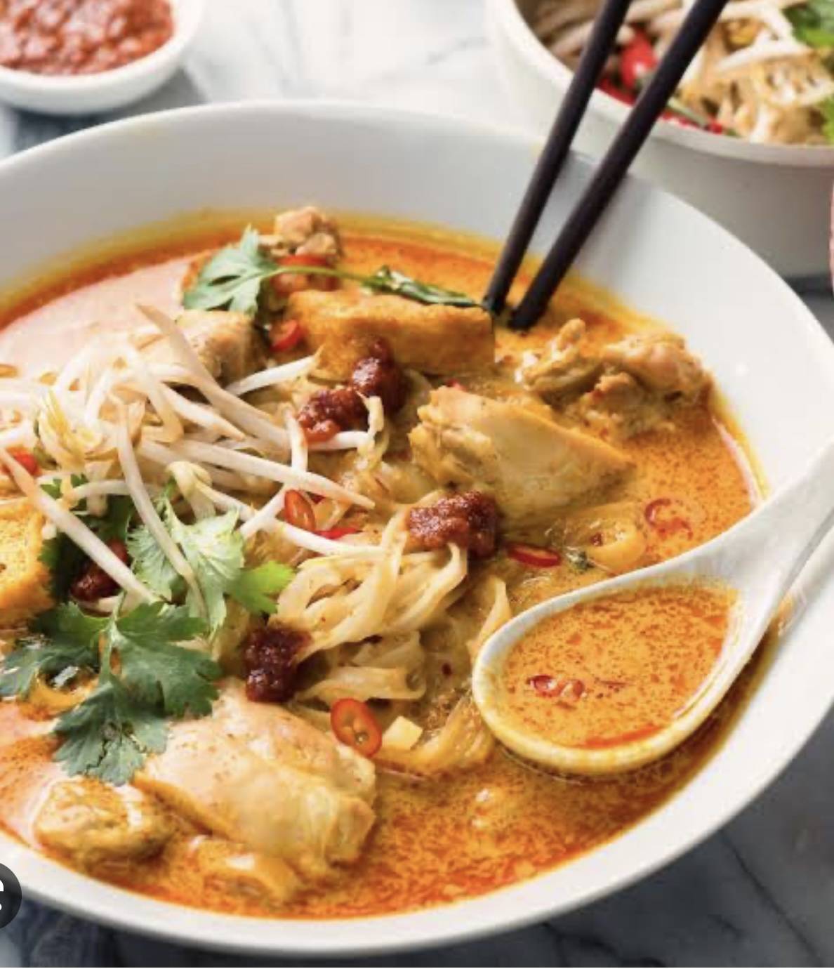 Laksa Hokkien noodle soup with vegetables (Egg noodles)