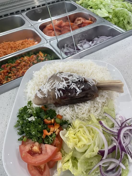 Lamb shank and rice +salads