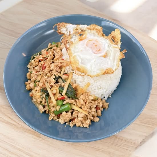 Khao Basil Chicken Mince with Sunny Egg