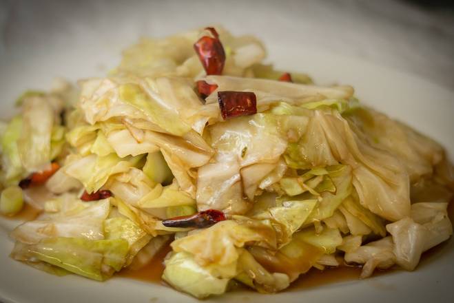 Stir Fried Cabbage Vinegar and Dry Chilli