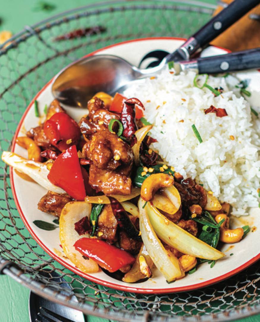 Crispy chicken cashew nut with rice