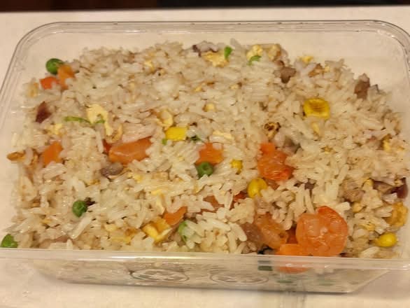 Special Fried Rice with Eggs, Ham, Prawns and Mixed Vegetables
