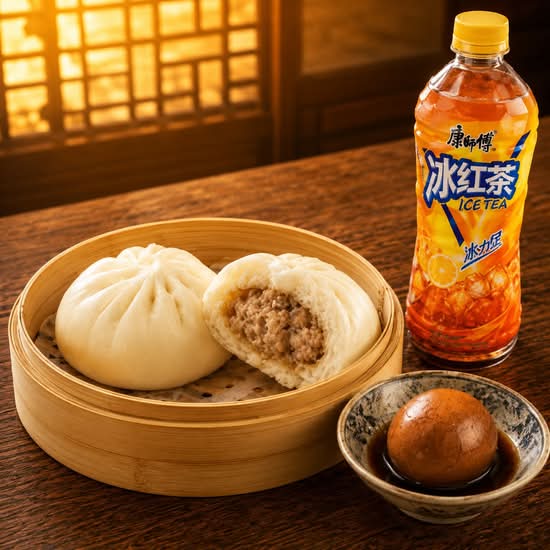 Large Steamed Pork Bun (2 pcs) + Tea Egg + Drink