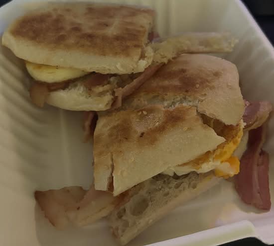 Double Bacon and Eggs Turkish Roll