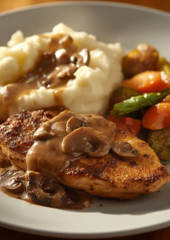 WEEK 1- Grilled Chicken Breast Mushroom Sauce, Mash and Veg( Available on 7 Jul)