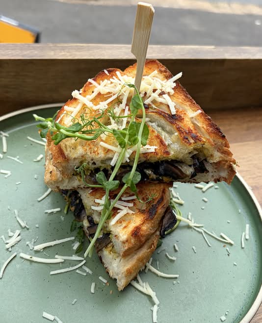 Pesto Mushroom & Cheese Toastie