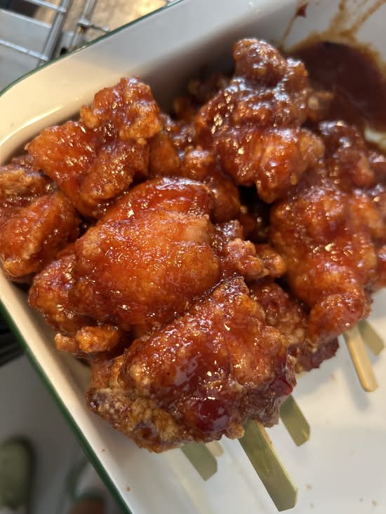Korean spicy chicken skewer