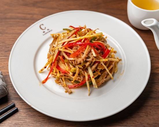 Finely Julienne Beef Tripe and Bamboo Shoots Tossed in Red Chilli Oil Dressing (DF)