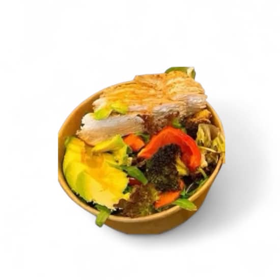 Roasted Vegies, Chicken & Avocado salad (GF)