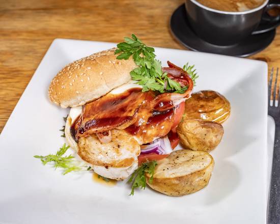 Grilled Chicken and Bacon Burger