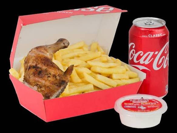 Chicken Box - 1 x 1/4 chicken , small chips, mini gravy & can