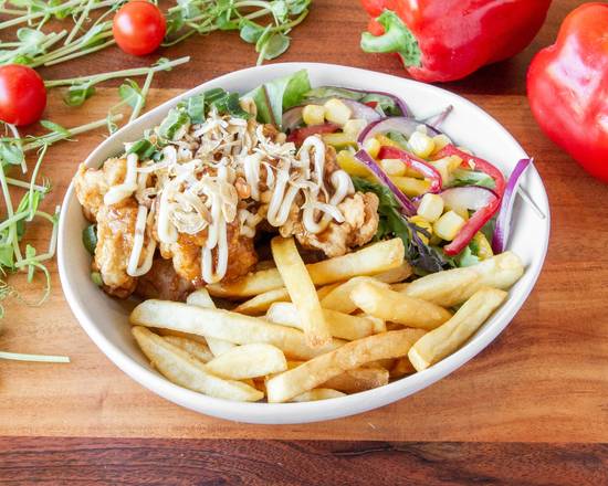Teriyaki Mayonnaise Fried Chicken and Yuzu Garden Salad