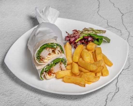 Chicken Schnitzel Wrap with Hot Chips