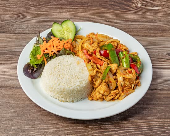 Stir Fried Lemongrass Chilli Chicken With Jasmine Rice