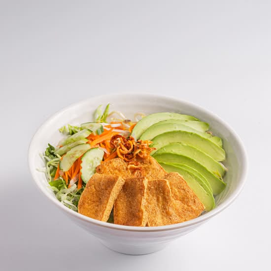 Crispy Tofu and Avocado Vermicelli Bowl