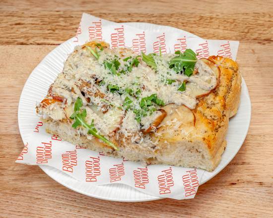 Truffle Mushroom and Potato Focaccia Pizza Slice
