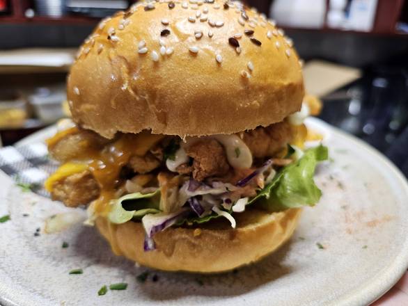 Crunchy fried chicken burger