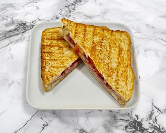 Ham, Cheese, Tomato and Onion Toasted Sandwich