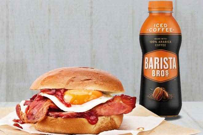 Bacon and Egg Roll with Small Coffee