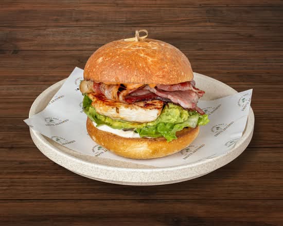 Avocado, Bacon and Chicken Burger