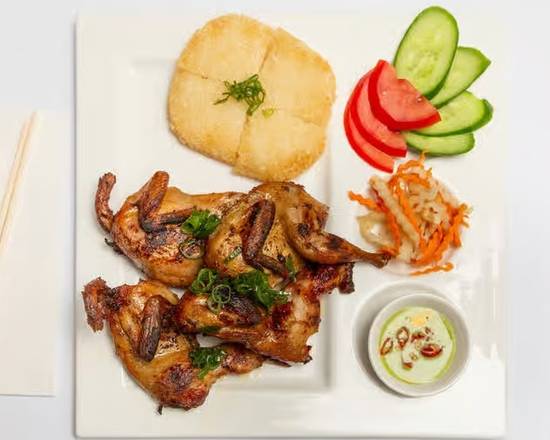 Grilled Quail with Fried Sticky Rice (Cút Nướng Xôi Chiên)