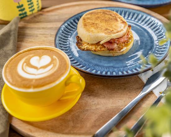 Coffee with Bacon, Egg and Cheese Muffin
