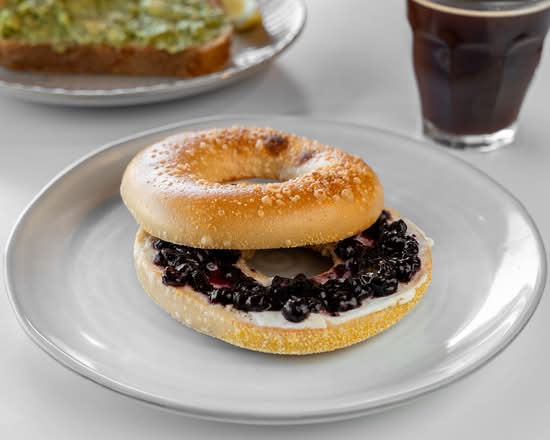 Cream Cheese and Blueberry Jam Bagel
