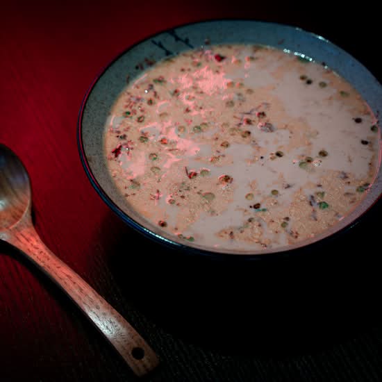 milk tea dumpling soup (banshtai tsai)