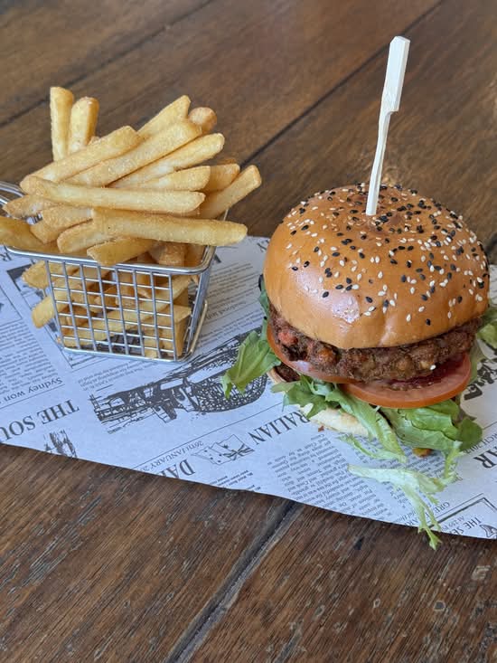 Plant Power Burger and Chips