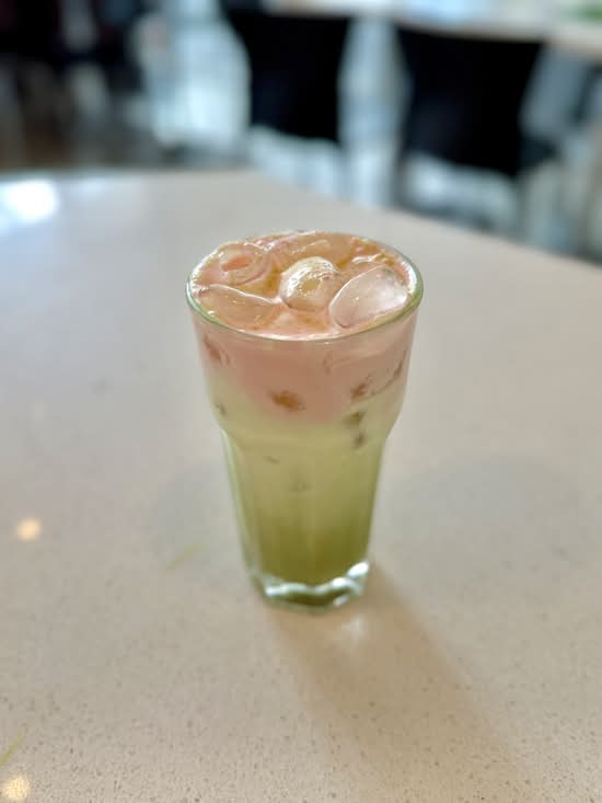 Matcha Latte with strawberry foam