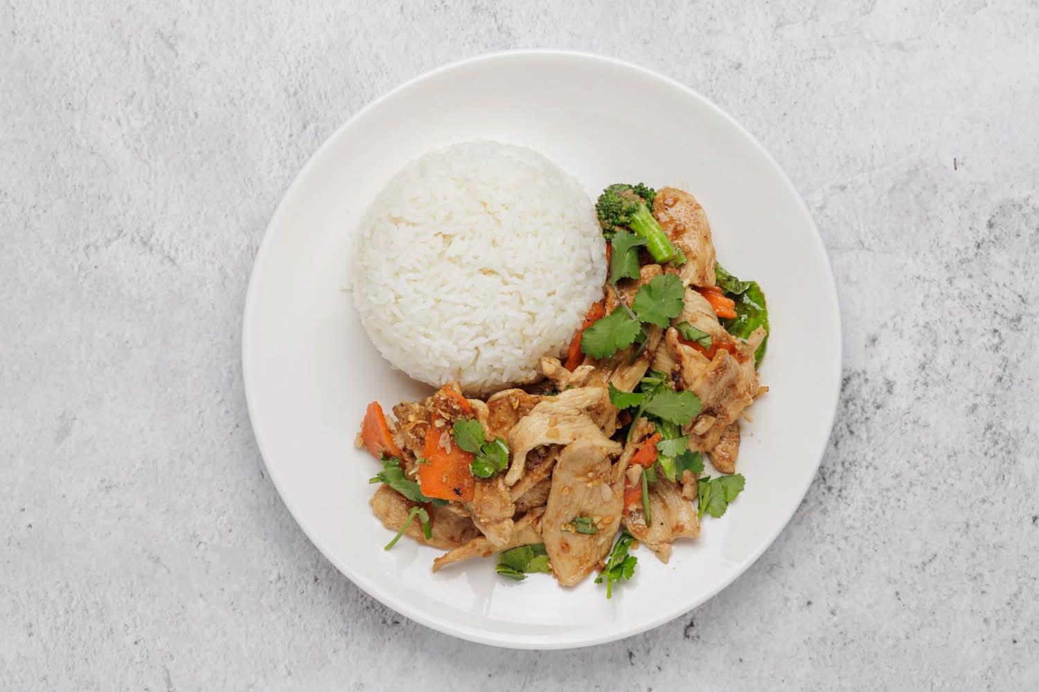 Garlic and Pepper, Chicken and Lettuce with rice
