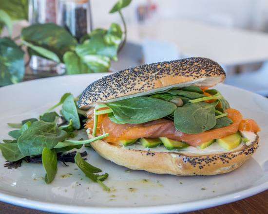 Salmon Avocado cream cheese Bagel