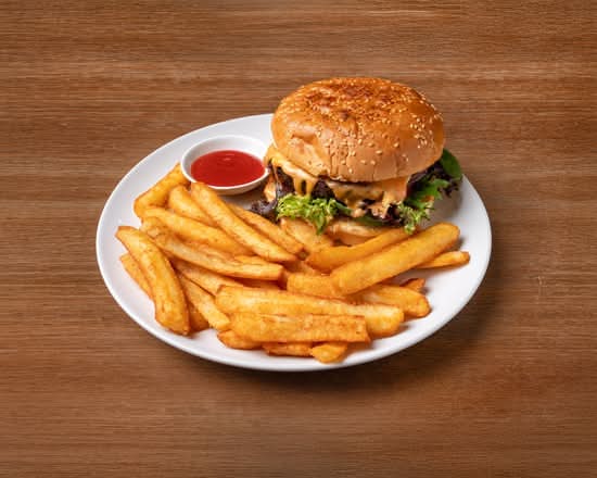 Beef Burger and Chips