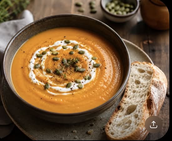 Gardenia special pumpkin soup with toast
