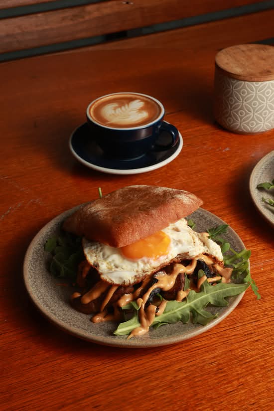 Roast Mushroom and Egg Ciabatta