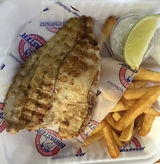 Grilled Barramundi Fish  fillet and  chips