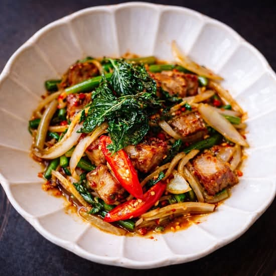 Crispy Pork Belly with Basil