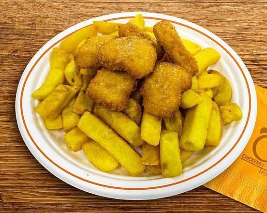 Six Chicken Nuggets and Chips